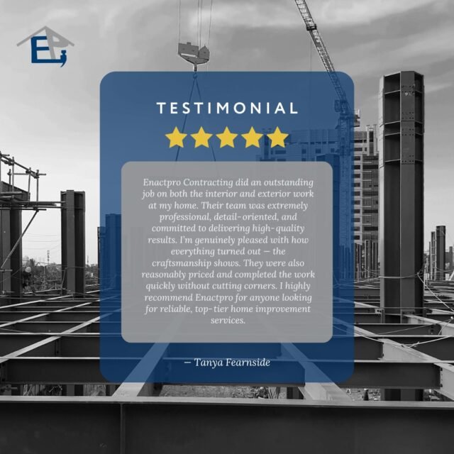 Another project completed with quality, care, and attention to detail. At Enactpro Contracting, we take pride in delivering exceptional interior and exterior renovations with craftsmanship you can trust. Contact us today to bring your vision to life!

#Enactpro #HomeRenovation #HomeImprovement #QualityCraftsmanship #Construction